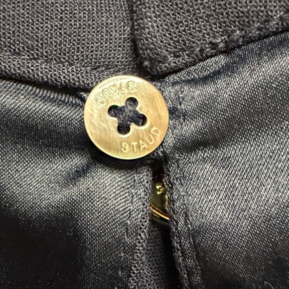 New STAUD Erica Halter Mini Dress - Navy Blue with Gold Accents - Picture 11 of 14